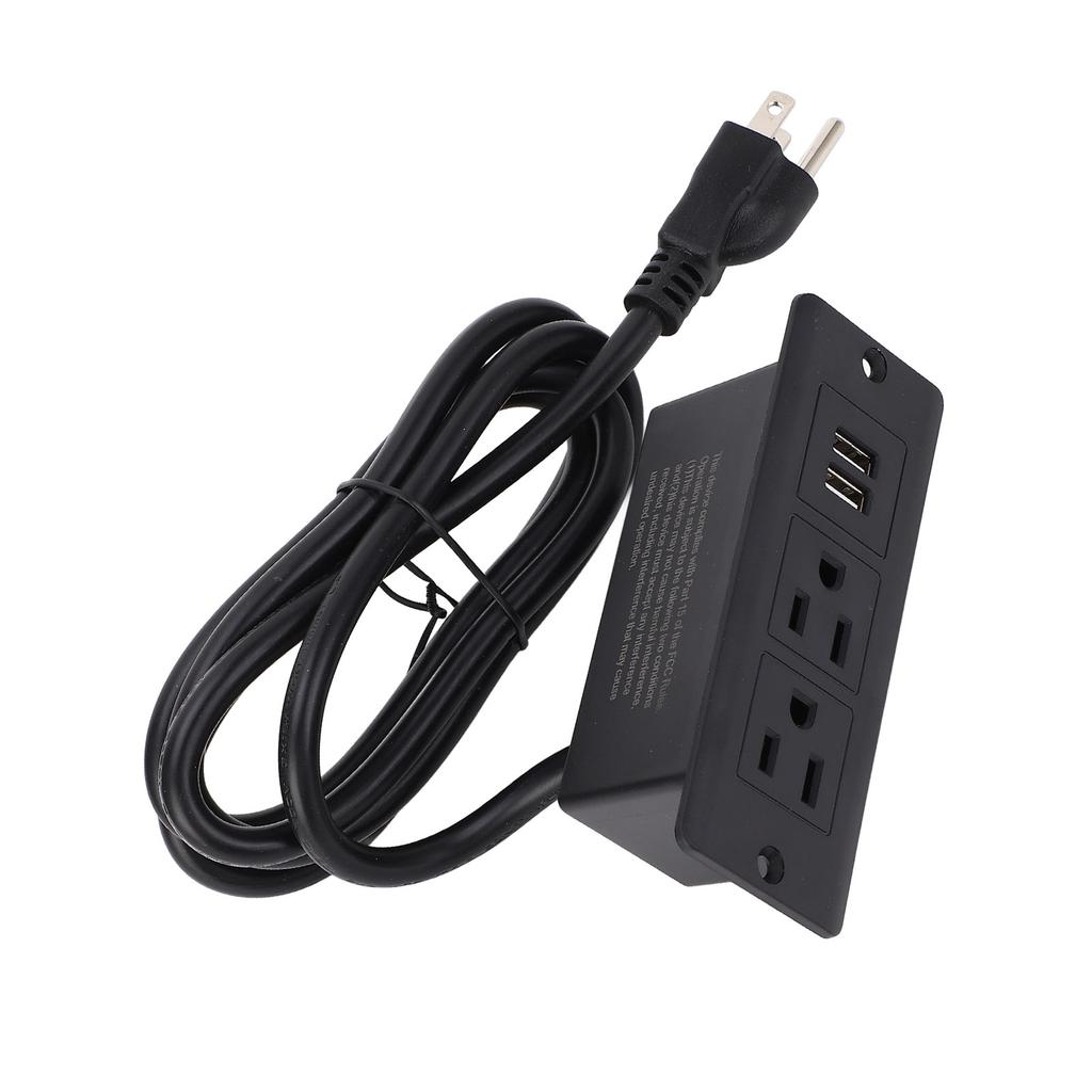 Conference Recessed Power Strip Table Furniture Outlet 2 AC Sockets 2 USB Ports 1.5m Cord