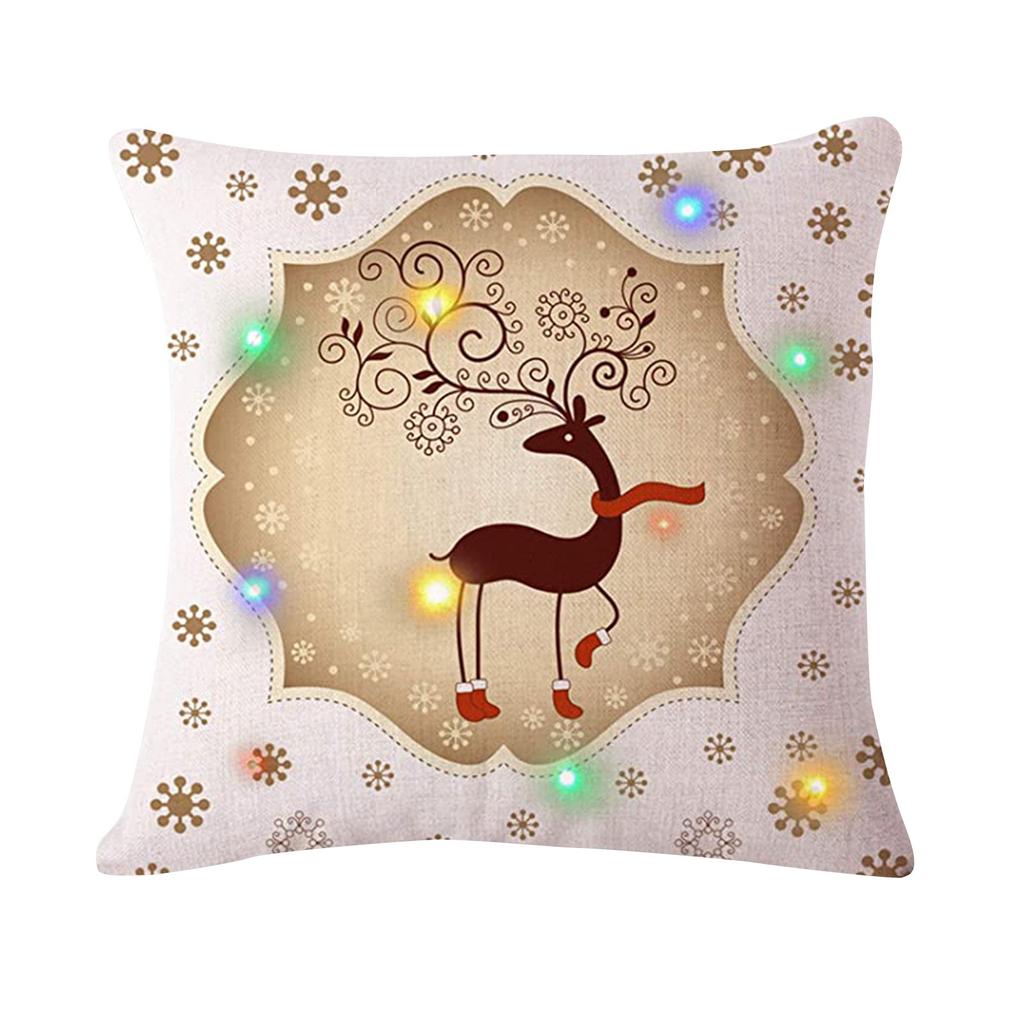 Christmas Lighting LED Cushion Cover Home Decor Throw Pillowcase Sofa Flashing