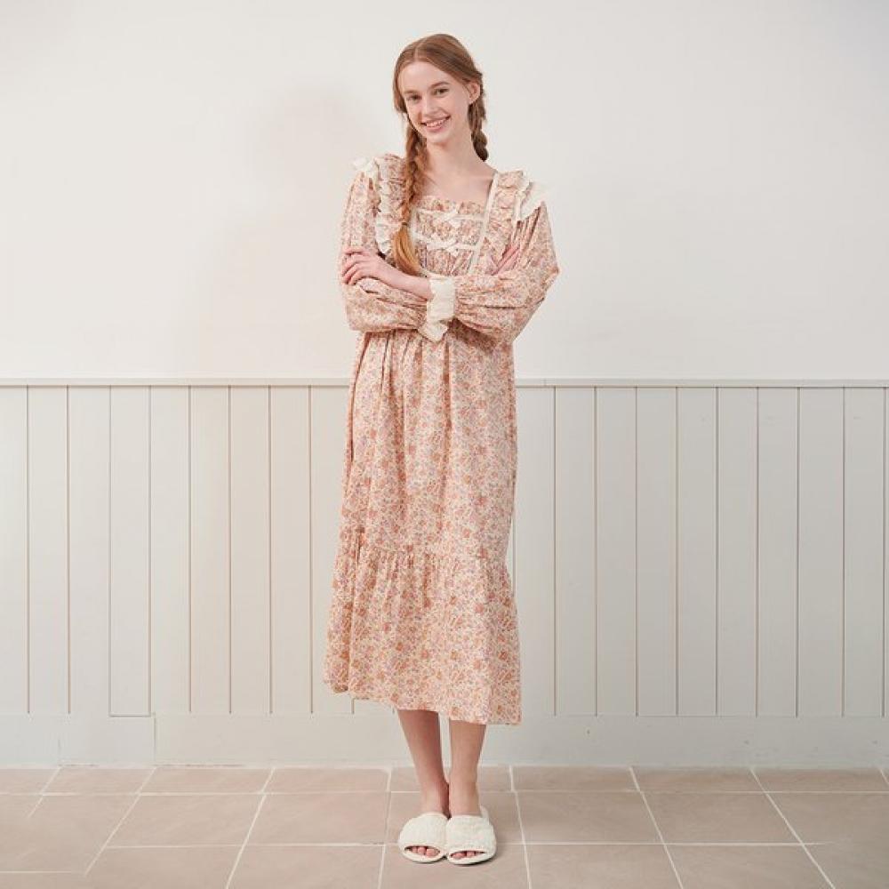 Lunaluz Women S Long Sleeve Square Neck Marmalade dreSS