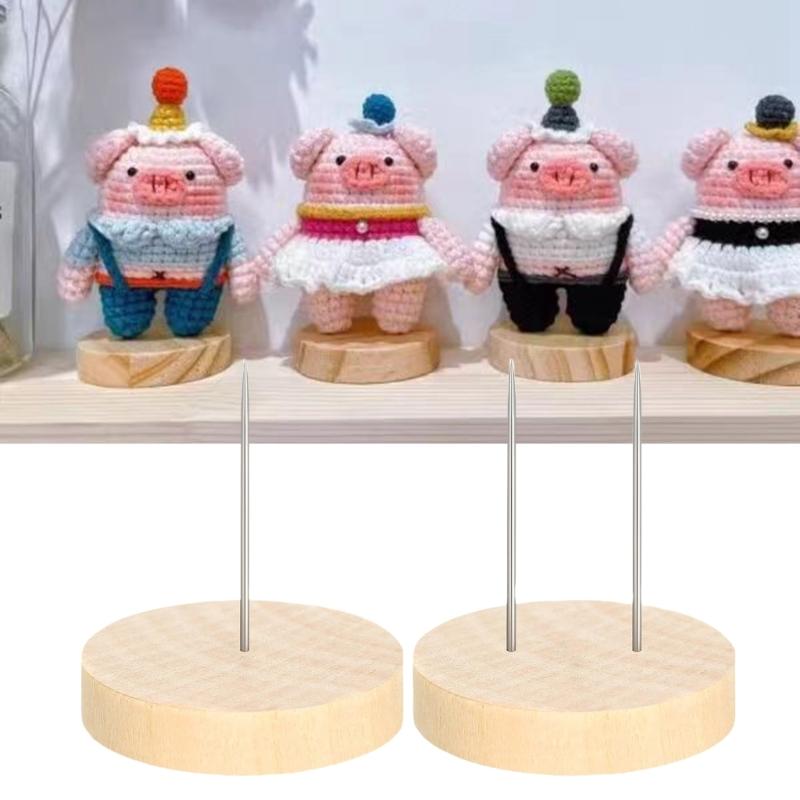24 Pcs Double Needle Dolls Stand Crochet Dolls Holder Wood Crochet Dolls Stand Action Figure Stand