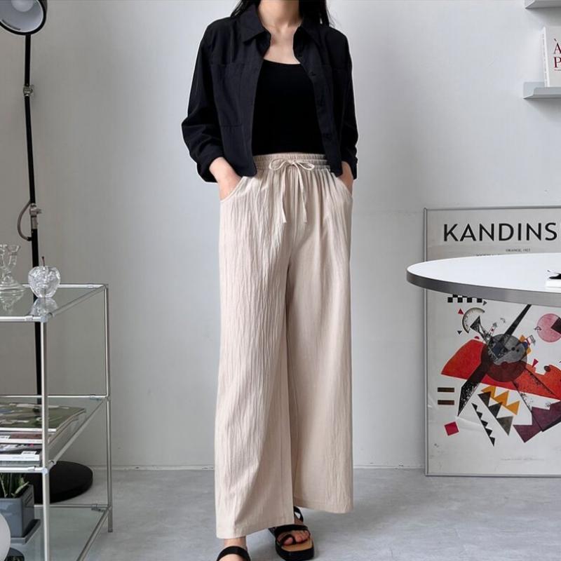 Shop   Women Summer Loose Fit Wide Pants Rubber Band Won Wpt Wflnmfj