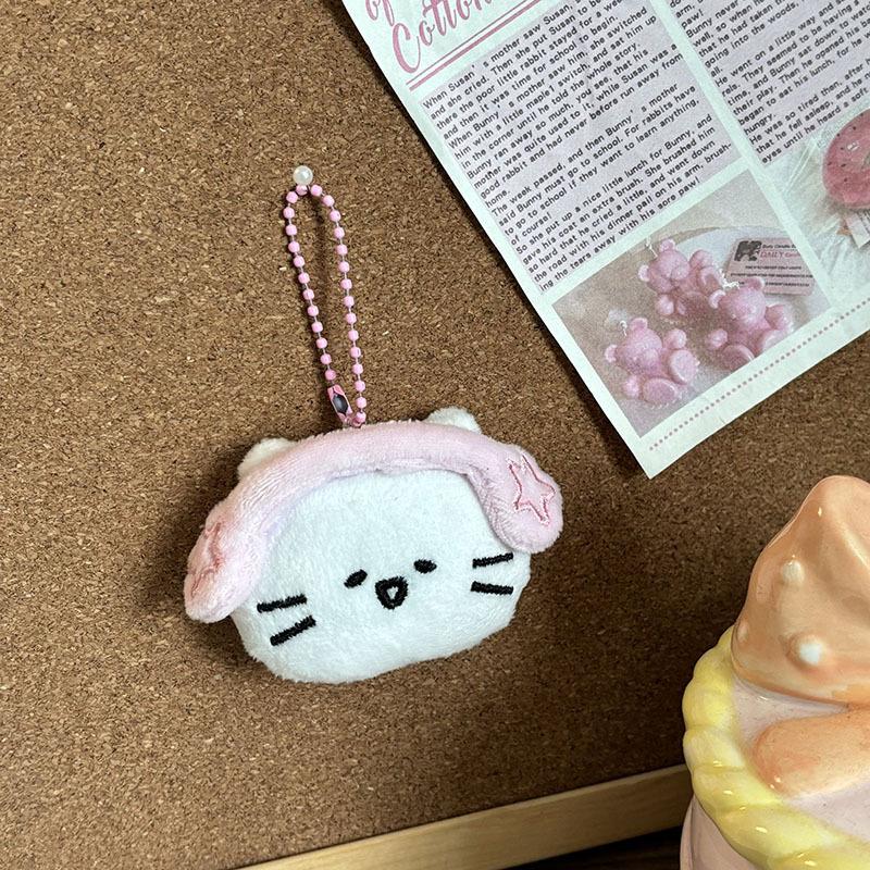 Cartoon Kopfhörer Katze Plüsch Schlüsselanhänger Niedliche Weiche Stofftiere Schlüsselring Rucksack Anhänger Dekoration Zubehör Paar Geburtstagsgeschenk