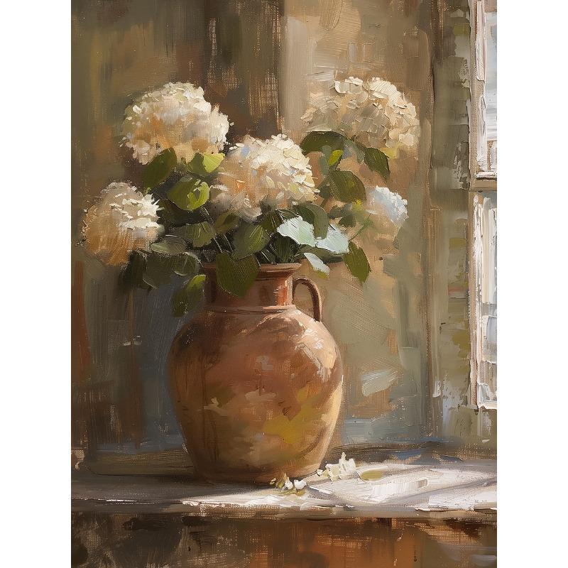 Spring Flowers Painting In Vintage Vase Moody Peonies Rose Poster Vintage  Still Life Art Canvas Print Botanical Farmhouse Decor