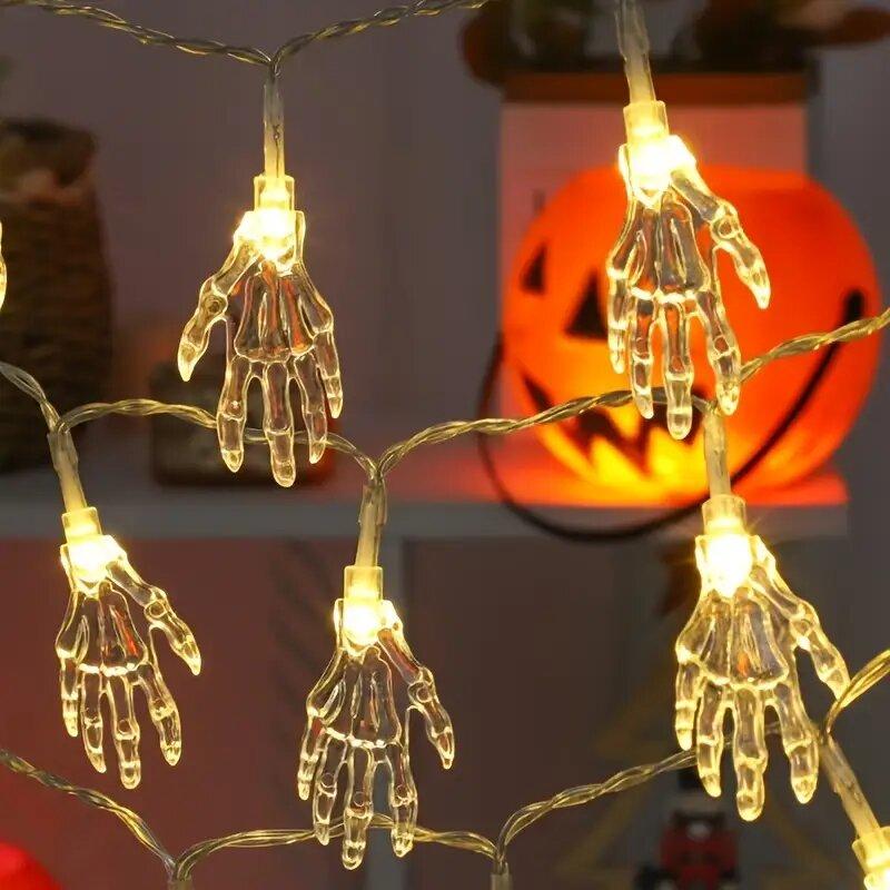 1PC  Halloween Ghost Hand LED String Lights Indoor Battery Powered Decoration Lamp Festive Lights For Party&Haunted House Decor