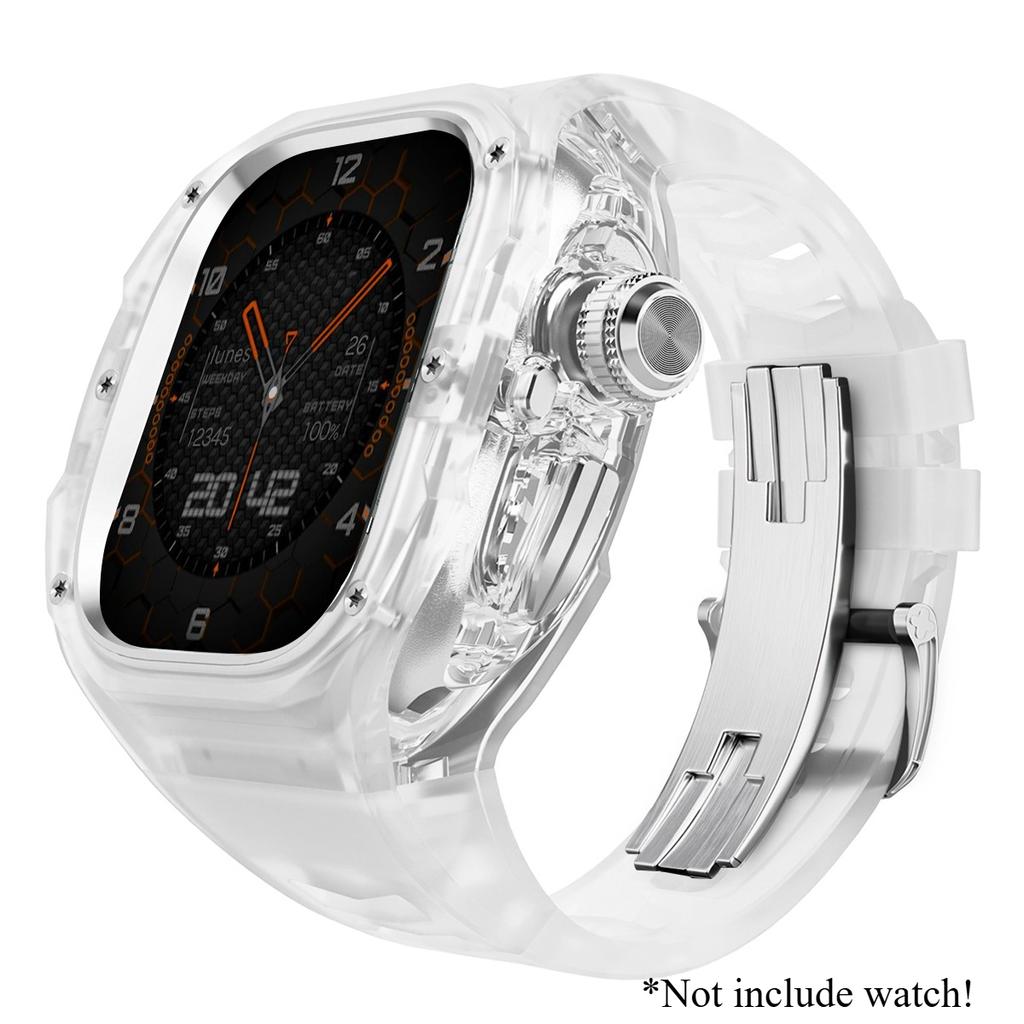 Luxury Modification Kit For Apple Watch Ultra 3 49mm Sport Rubber Strap For iWatch Series Ultra 2 1 49mm Glacier Case Refit Kit