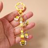 Bee Flower Pendant Kawaii Bee Keychain Bee Enamel Charm Keychain Versatile Key Chain Accessories For Jewelry Diy Airpods Cases
