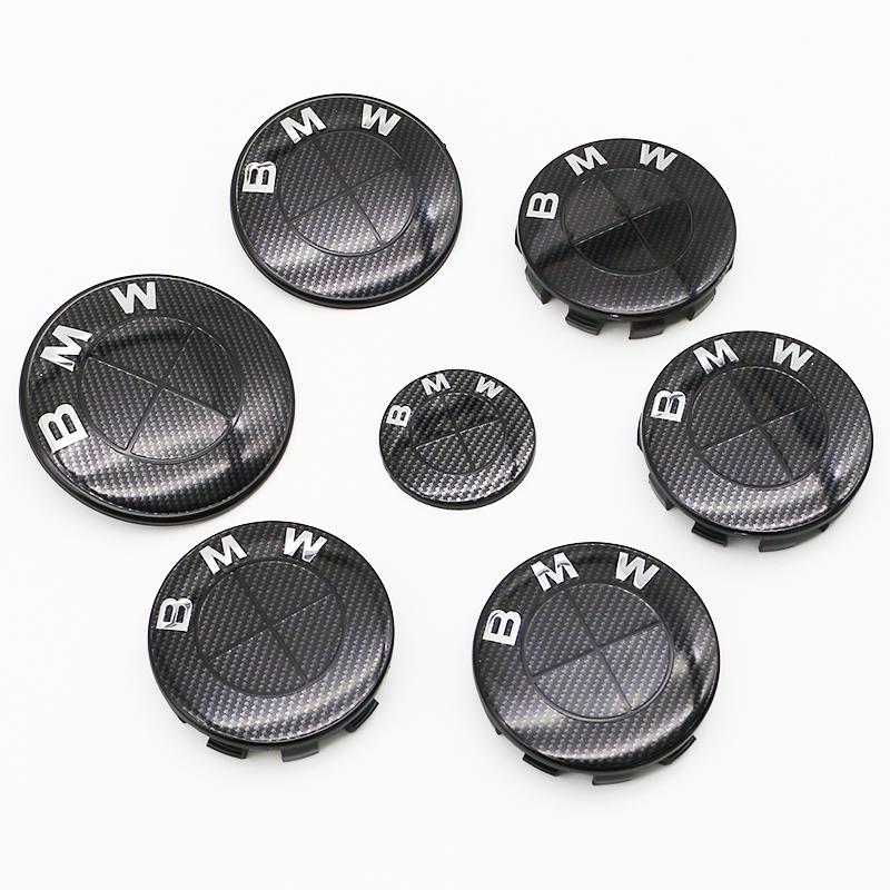 7Pcs ABC Car Fiber Style Car Logo For BMW G30 G31 G38 G11 G12 G20 G28 F10 F48 F49 G01 F20 F21 F22 Wheel Rim Decoration Cover