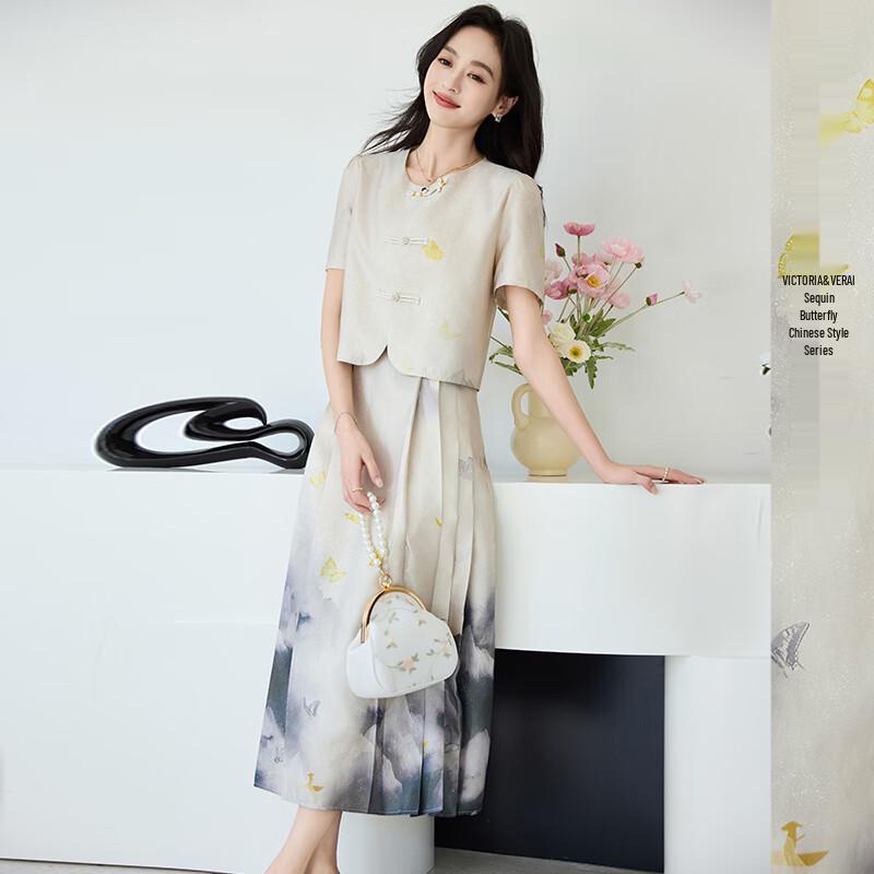 

VICTORIA&VERA Women s New Chinese Style Ink Print Two-Piece Set XL