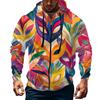 Men's Sports Casual Fleece Hoodie Carnival Print Hoodie Cardigan Zipper Multi-pocket Hoodie Coat