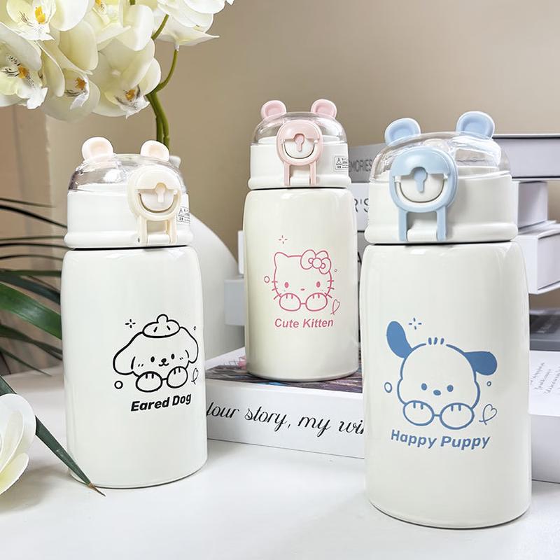 Zhenghan Cartoon Portable Stainless Steel Straw Thermos Bottle