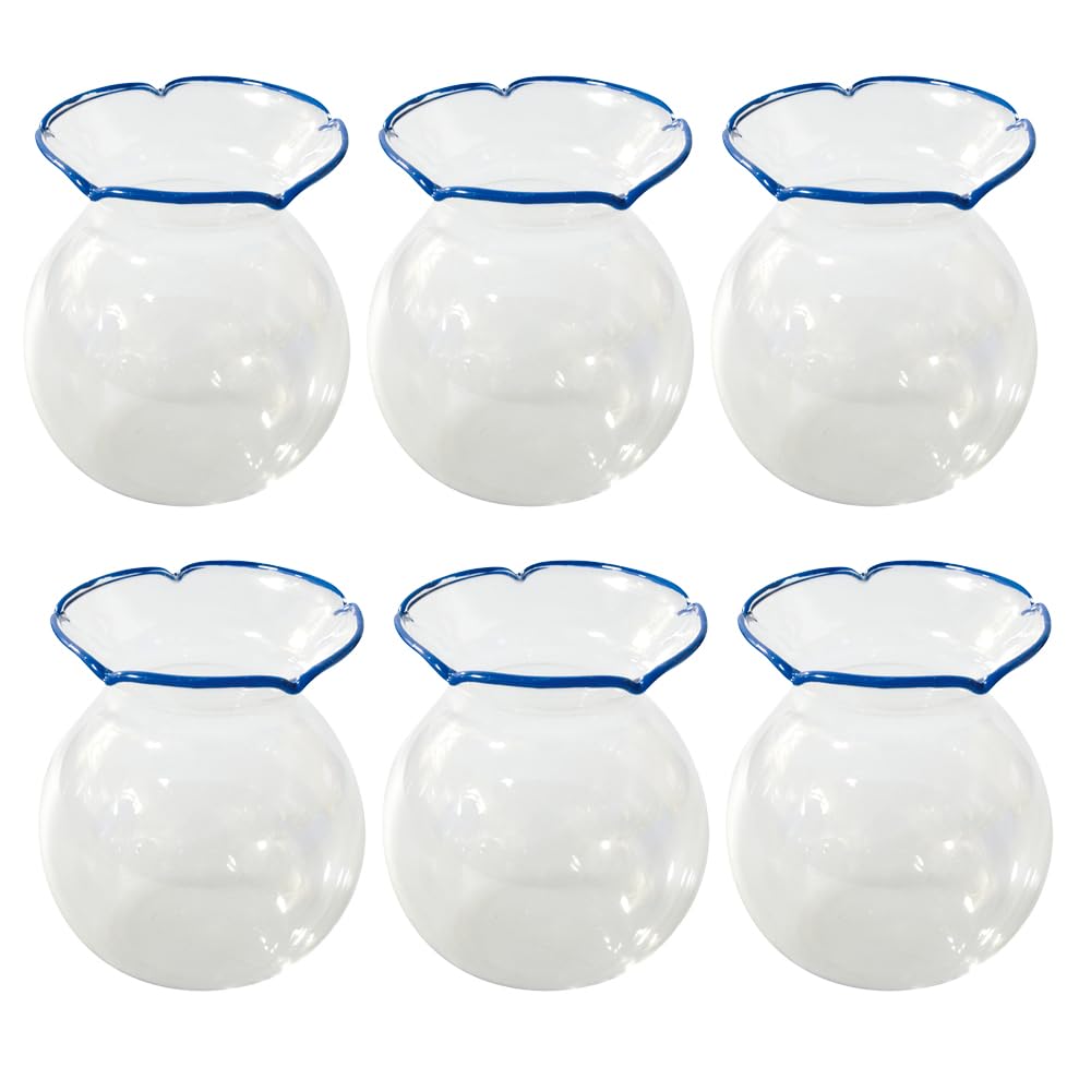 Fourcart Cute Handmade Glass 65mm Set of 6 Fishbowl, Blue, синий