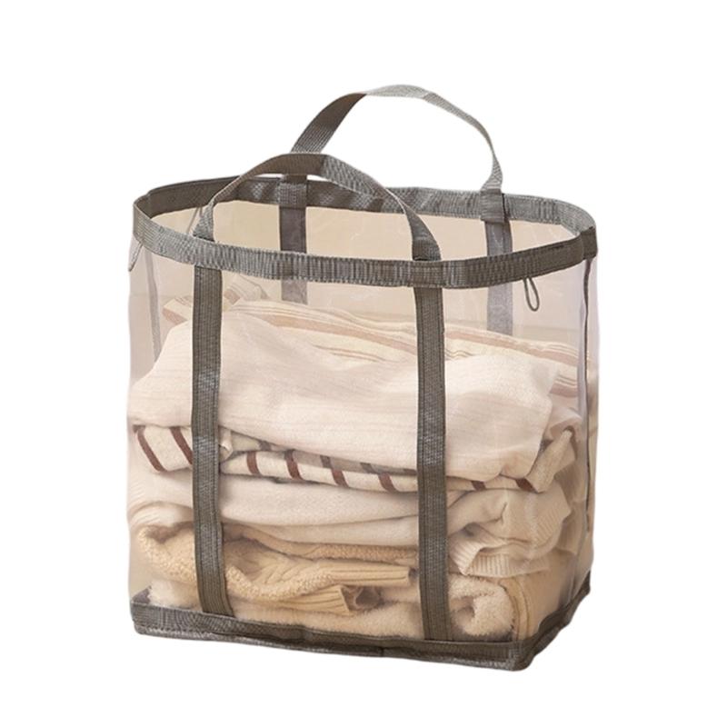 Foldable Large Capacity Clothes Storage Basket with Breathable Nylon Meshes for Home Organization Space Saving and Odor Prevention Ideal for Families