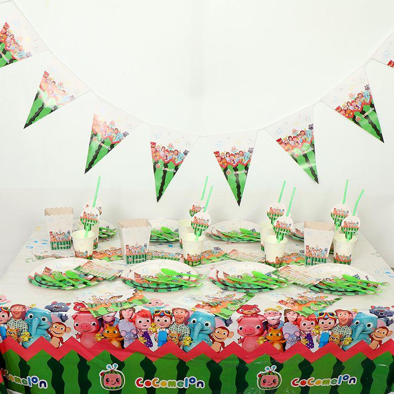 Disposable Supplies Party Tableware Plate Banner Napkin Cake Topper