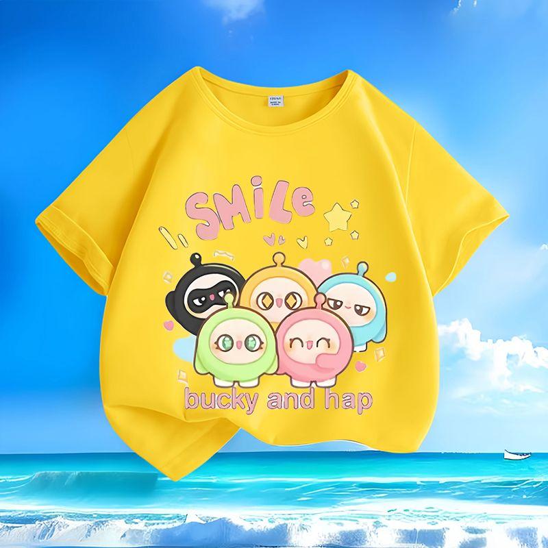 Children's Fashionable and Cute Cartoon T-shirts, Loose Round-neck Tops for Boys and Girls In Summer