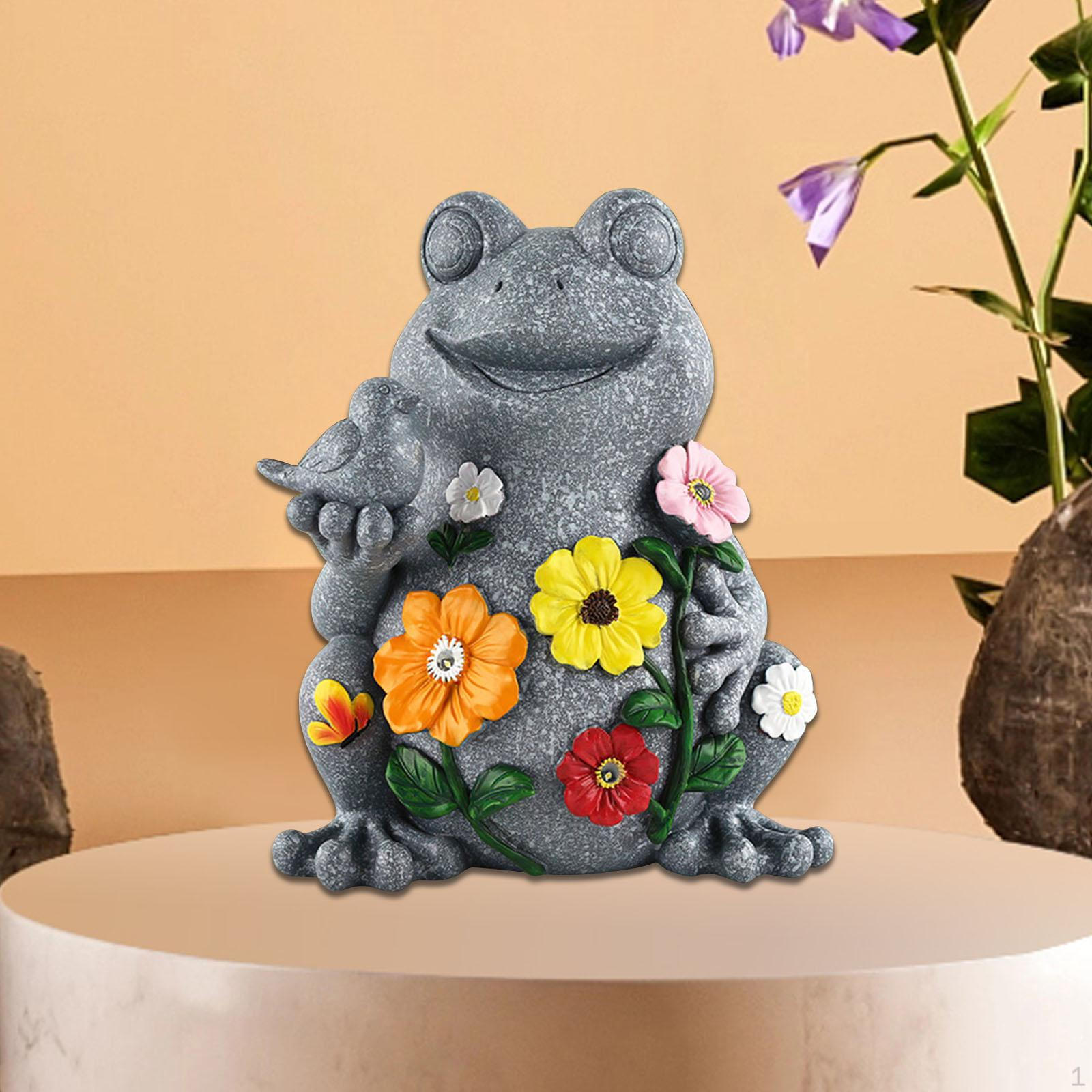 

Solar Garden Statue Animal Sculpture, Frog Figurine Resin, Yard Ornament Outdoor Light for
