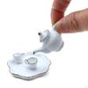 Set Dollhouse Miniature Dining Ware Ceramics Tea Plate Mug Pot Tableware Mini Kitchen Decor