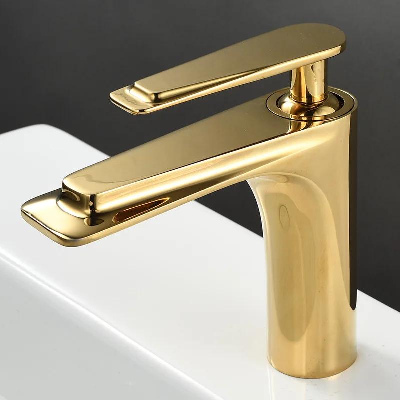 Northern Europe Basin Faucet Hot Cold Mixers Taps Deck Mount Bathroom Sink Basin Faucets Single Handle White Black Gold