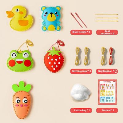 Children's DIY Sewing Toy Kits Cute Animal Fruit Rope Pendant Ability Doll Threading Gifts For Z3K8