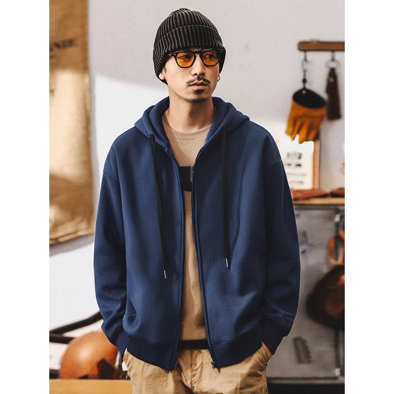 520G Heavy Weight Stiff American Hooded Knit Cardigan Sweatshirt Men's Autumn and Winter Fleece-lined Thickened Export Men's Clothing Outwear