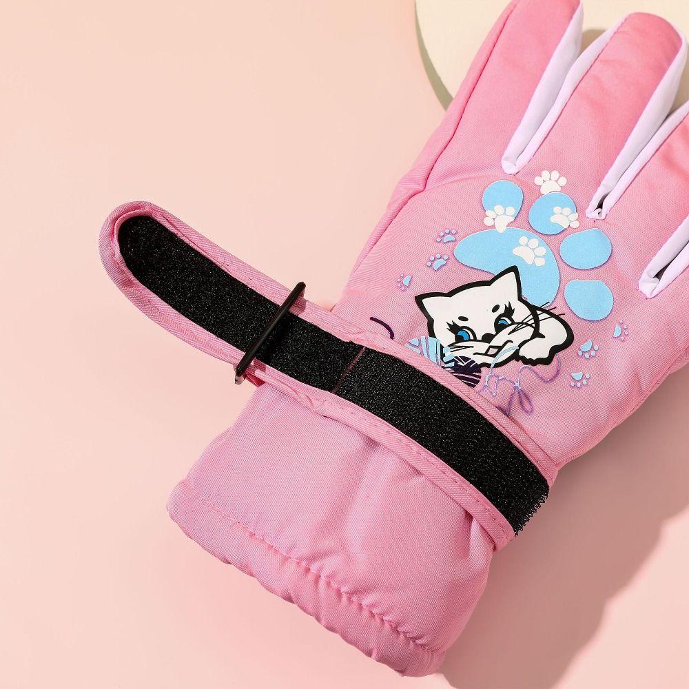 Waterproof Children Winter Ski Gloves Anti-slip Kids Glove Cartoon Thicken Mittens Boys Girls