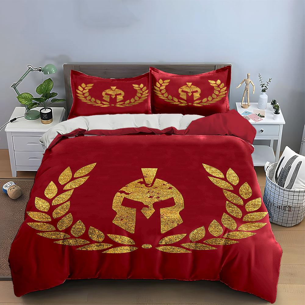 Roter Kriegerhelm Bettwäscheset Bettwäsche Bettbezug-Set Bettbezug Kissenbezüge (1 * Bettbezug 2 * Kissenbezüge, ohne Bettdecke)