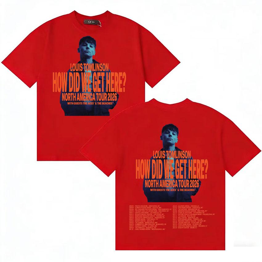 Singer Louis Tomlinson Tour How Did I Get Here Aesthetic Harajuku Hot Sale T Shirts Unisexs Loose Short Sleeve TShirts Streetwear