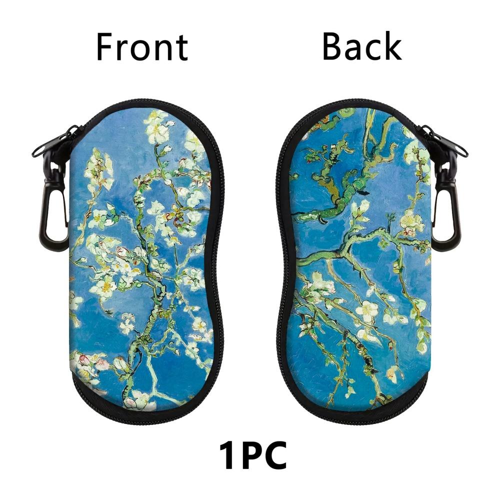New Black Cat Art Eyewear Cases Men Women PU Leather Sunglasses Box with Zipper Portable Travel Eyeglass Storage Cases