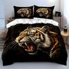Roaring tiger design pattern. Bedding sets Duvet cover sets Duvet covers Pillowcases(1*Duvet Cover 2*Pillowcases without duvet insert)