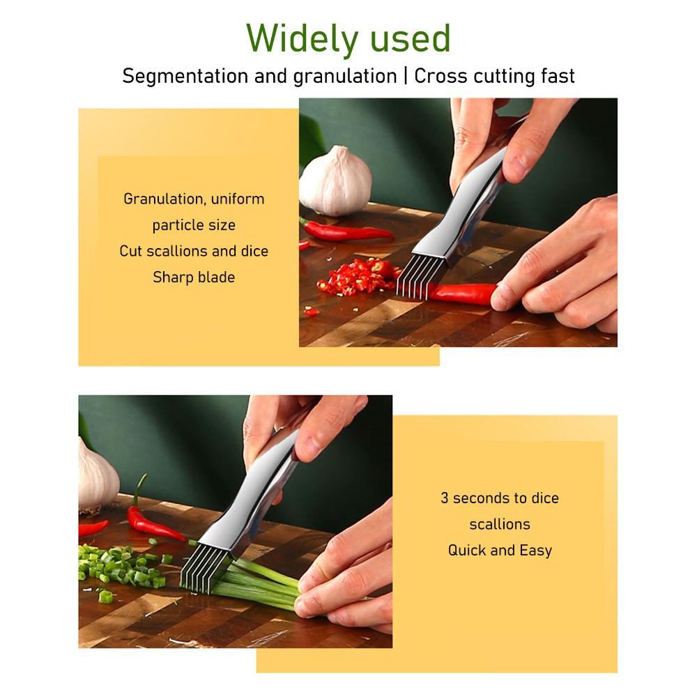 Cortador de Cebolleta de Acero Inoxidable Afilado Ultra Fino Cortador de Verduras Múltiples Cuchillas Eficiente Rebanador de Cebolleta Preparación de Alimentos