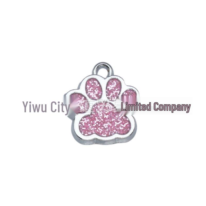 Small Glitter Dog Paw Print Pendant - Zinc Alloy Pet ID Tag (17x18mm)