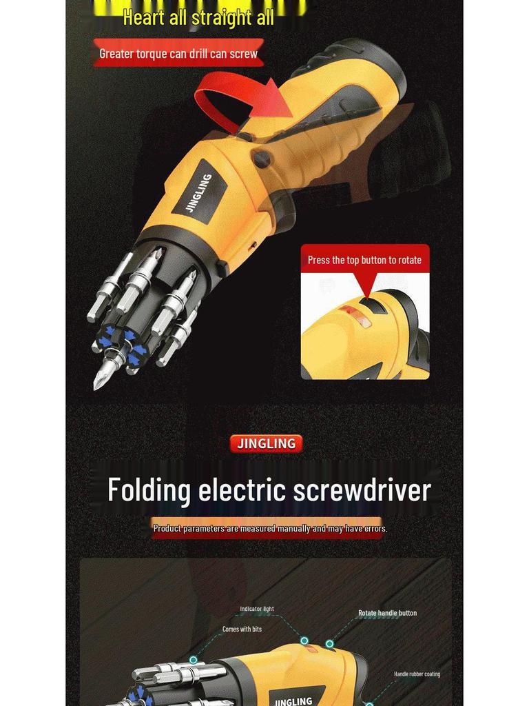 Compact Multi-Purpose Electric Screwdriver with Rechargeable Lithium Battery