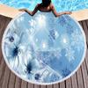 Winter Snowflake Round Beach Towel,Natural Theme White Snowflake Beach Blanket,Quick Dry Towel For Pool Travel Yoga Picnic Sport
