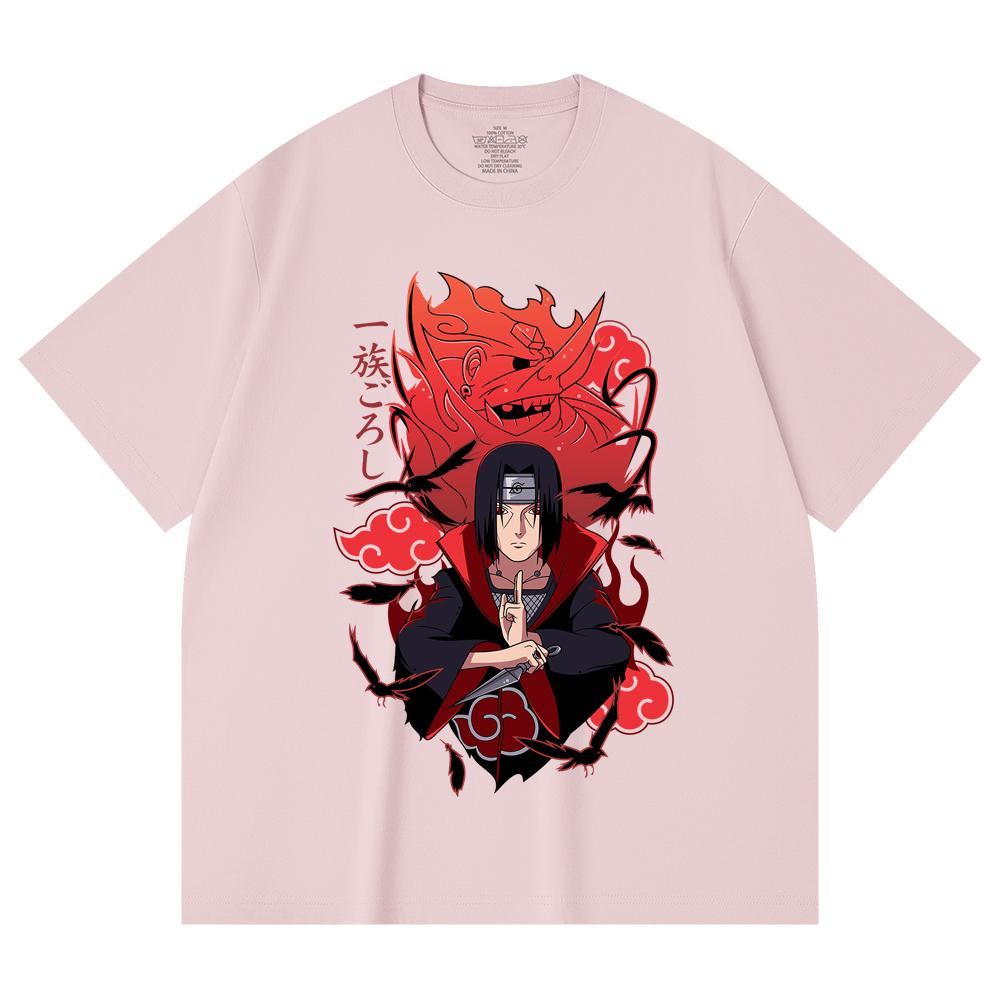 230 g/m² 100% bavlna Naruto V12 potisk Itachi Unisex těžké bavlněné tričko