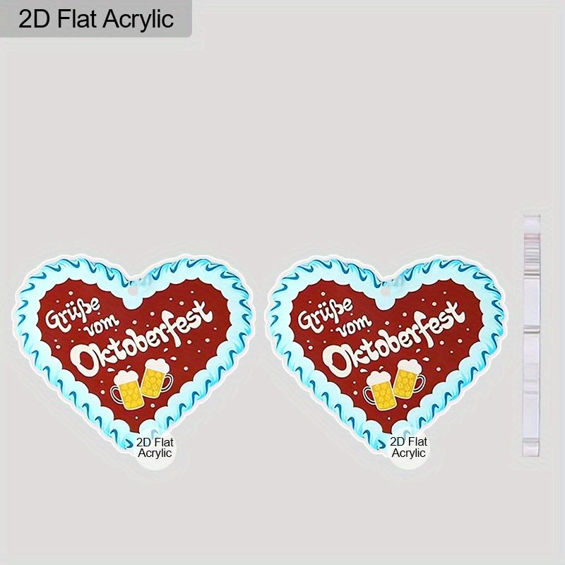 2D Flat Oktoberfest, Heart-shaped Cheers Acrylic Material Earrings Dangle for Women Jewelry Gifts The Perfect Holiday Gift Party Gift