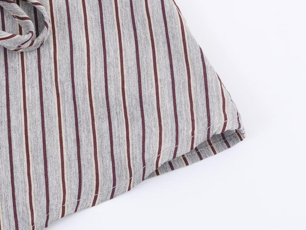 2025 Autumn Women's Slimming Double-breasted Striped Bow Shirt
