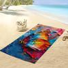 Colorful Butterfly Beach Towel, Oil Painting Style Butterfly Print Oversized Bath Towel, Dry Artistic Summer Beach Blanket