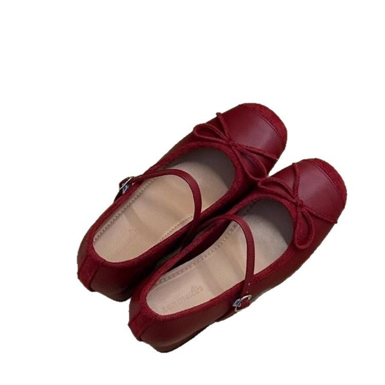 French small man inner height increase bow gentle single shoes women's 2025 new foreign style Mary Jane shoes ballet shoes