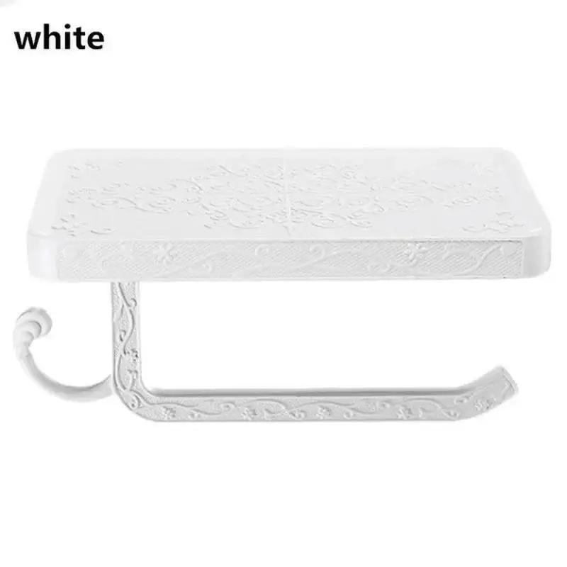New 2025 Bathroom Towel Rack Toilet Paper Holder Box Carved Alloy Bathroom Paper Mobile Phone Holder with Shelf to 1