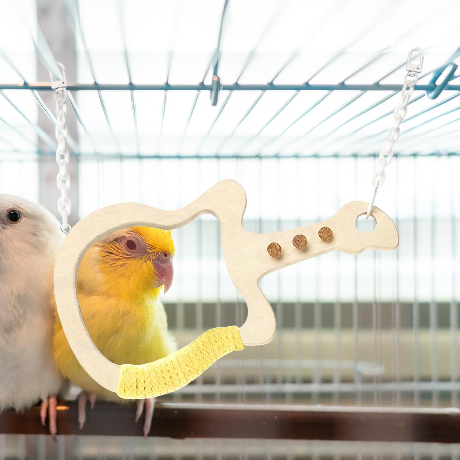 Bird Perch Interactive Guitar Toy Stand Natural Wood Perches Bird Swing For Climbing Grinding Parakeet Cockatiel Macaw African China Mainland