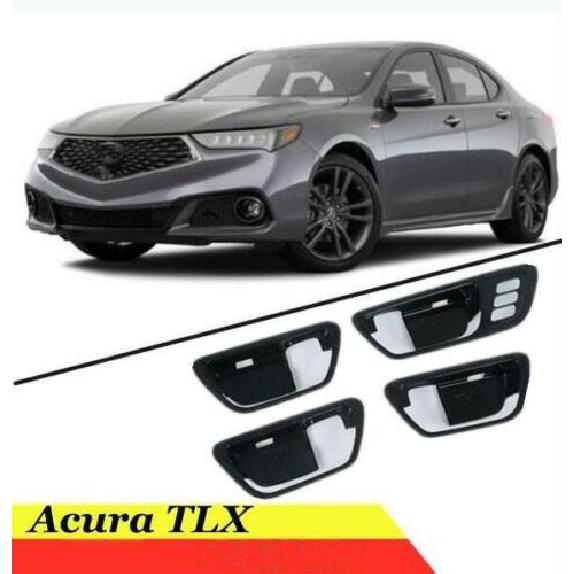 Carbon Fiber 4PCS Inner Door Handle Bowl Cover Trim For Acura TLX 2015-2022