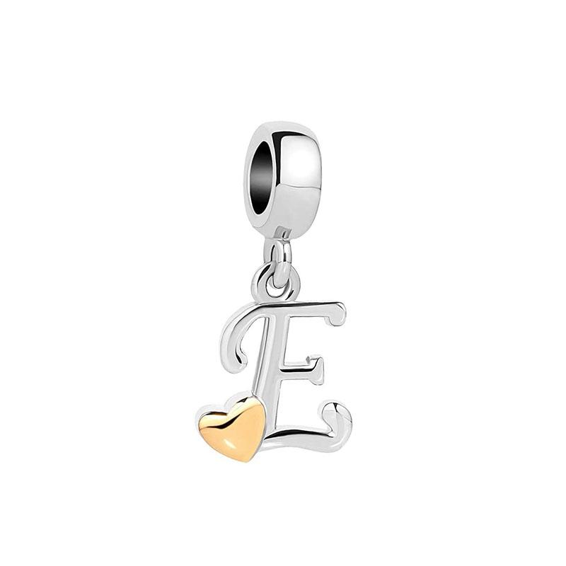 New Plated Copper Letter Alphabet A-Z Dangle Charm Beads Fit Original Pan Charms Bracelet Pendant Women Diy Jewelry