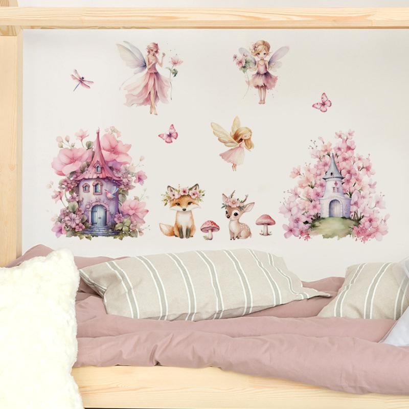 Cute Fairy Reading Wall Sticker For Baby Girls Nursary Room Kids Room Background Children'S Room Wall Decals