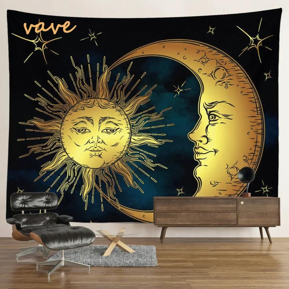 VIKAMA Mysterious Tarot Tapestry Sun Moon Mandala Wall Hanging for Meditation Witchcraft Altar Bohemian Home Decoration