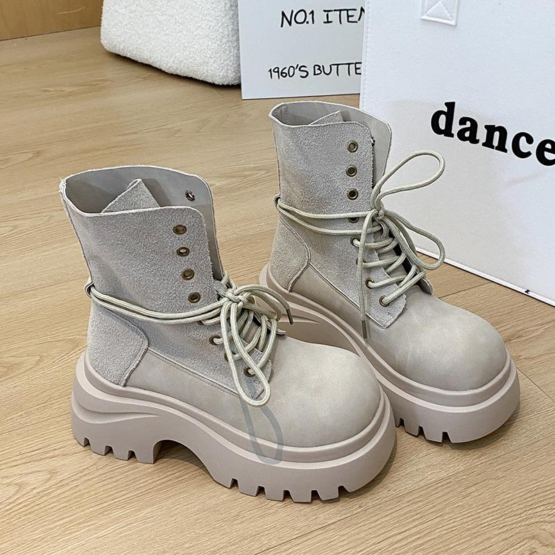 

Platform Ankle Women Flats Lace up Sport Winter Designer Chelsea Boots New Brand Goth Walking Mujer for Adult Women 35