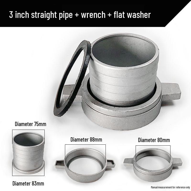 Gasoline Engine Water Pump Complete Accessory Set: Self-Priming Pump with 2/3/4 Inch Aluminum Connector, Straight Pipe, and Flat Washer.