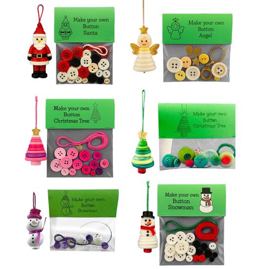 DIY Christmas Button Ornament Button Snowman Xmas Tree Decoration Kit Hanging Button Santa Claus Craft Set for Kids Adults Festive Home Decor