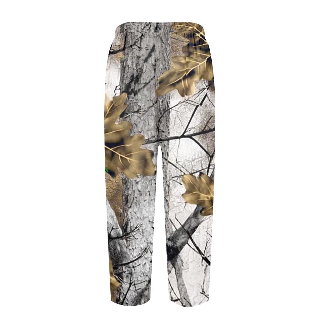 Women's fashion printed drawstring pocket elastic waist casual pants