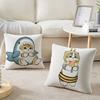 Hand Drawn Cute Cat Pillow Case Home Decor Throw For Sofa Bed Car Room Decor Gift Idea