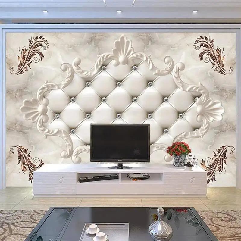 European Style 3d Wallpaper Marble Wall Murals Living Room Tv Sofa Bedroom Background Wall Papers Fresco