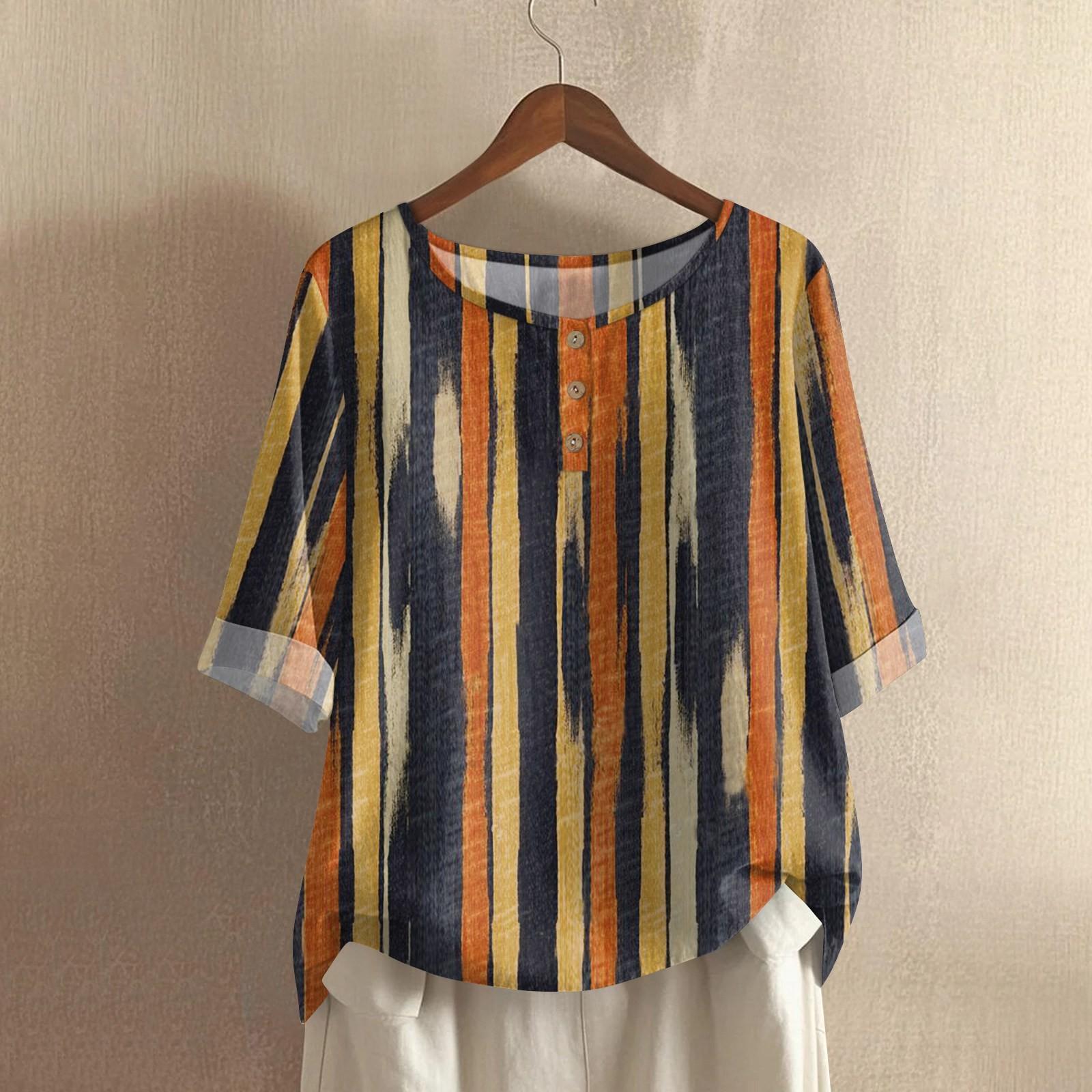 

Женская модная и повседневная рубашка с полурукавом, круглым вырезом и принтом, блузка, топ XL жёлтый